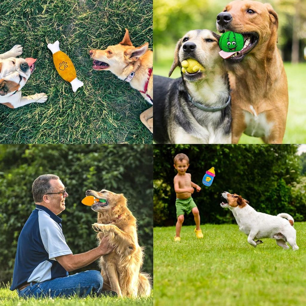 18 Stück quietschendes Hundespielzeug für Welpen und Hunde aus natürlicher Baumwolle