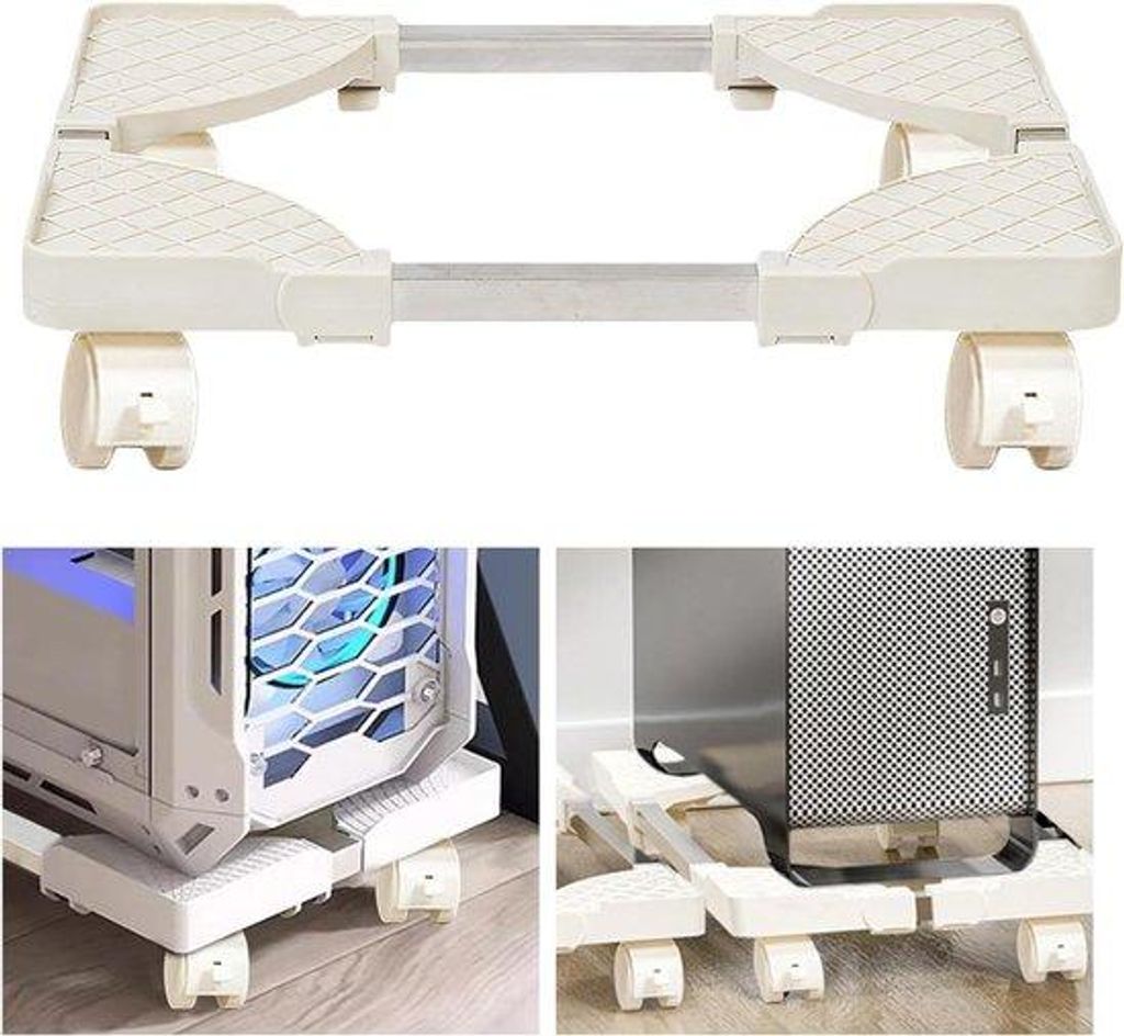 Vierfach Ausziehbarer Computer-Tisch mit 4 Rollen - Büromöbel - PC-Arbeitsplatz - Weiß - Computer-Ständer