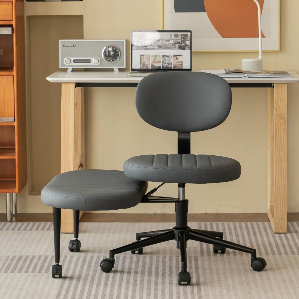 okwish Bürostuhl mit Neuartiger Integrierter, Drehstuhl 360° Drehbar, Höhenverstellbarer, für Wohnzimmer und Arbeitsbereich, Grau