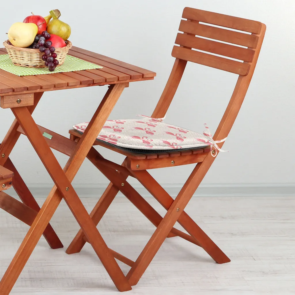 ABAKUHAUS Flamingo imbottitura per sedie da sala da pranzo, Retro Dots Tropic Vogel, cuscino decorativo impermeabile con cinturini per sedie da cucina, 40 cm x 40 cm - confezione da 4, beige scuro corallo lilla - 2