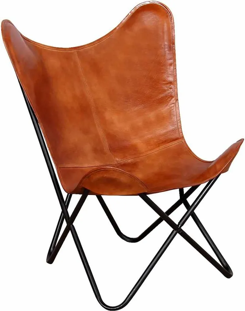 vidaXL Poltrona Butterfly in Vera Pelle Marrone | Design Vintage Iconico