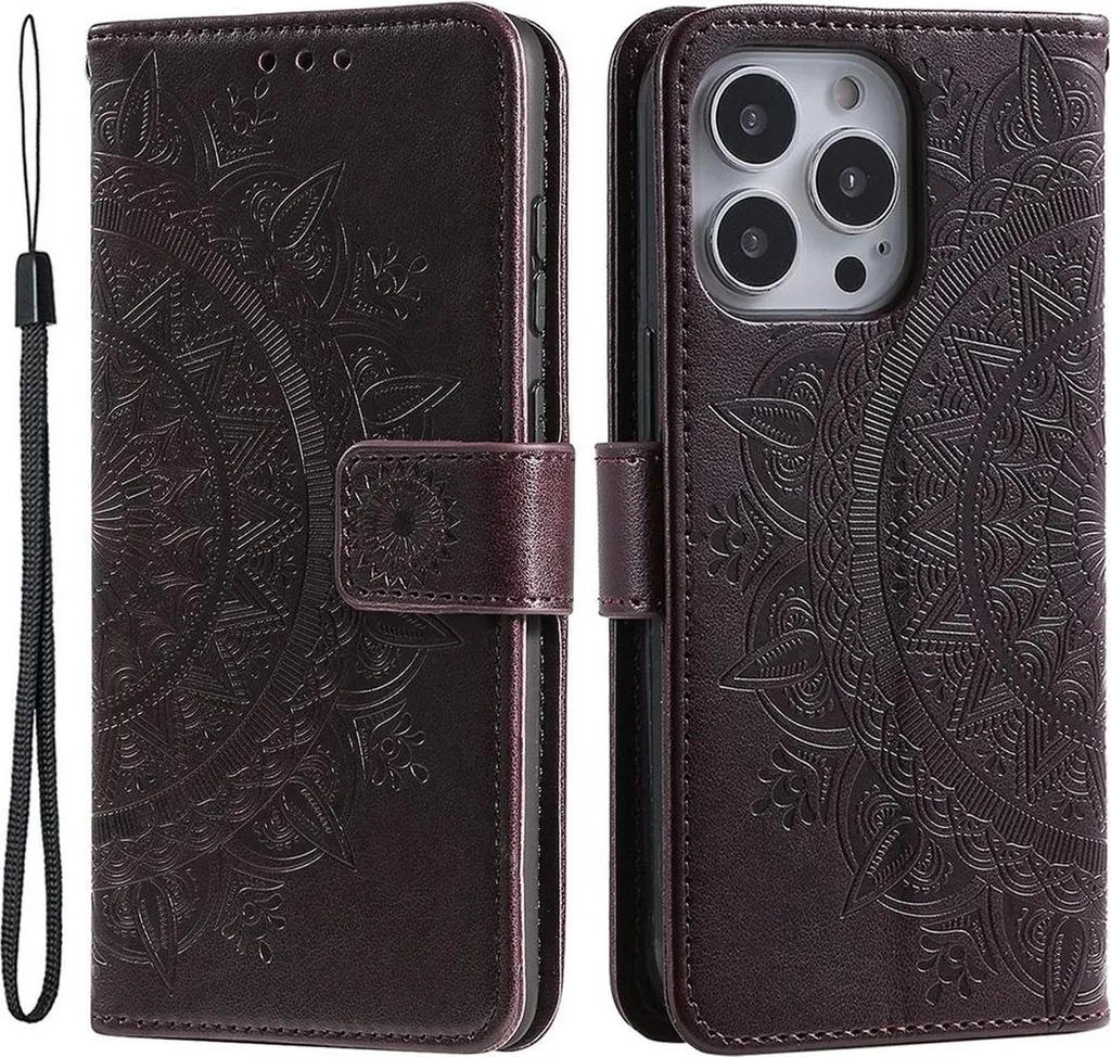 Custodia iPhone 14 Pro Anti-Urto Mandala Flip Cover - Pelle Sintetica