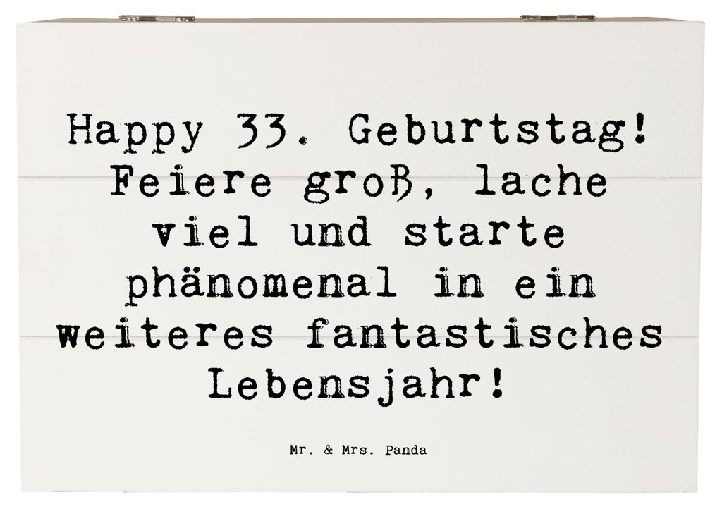 Mr. & Mrs. Panda Geschenkbox Spruch 33. Geburtstag 22 x 15 cm - Weiß - Geschenk, Schatzkiste, Alter, 33 Jahre, erinnerungsbox holz, schatztruhe, B...
