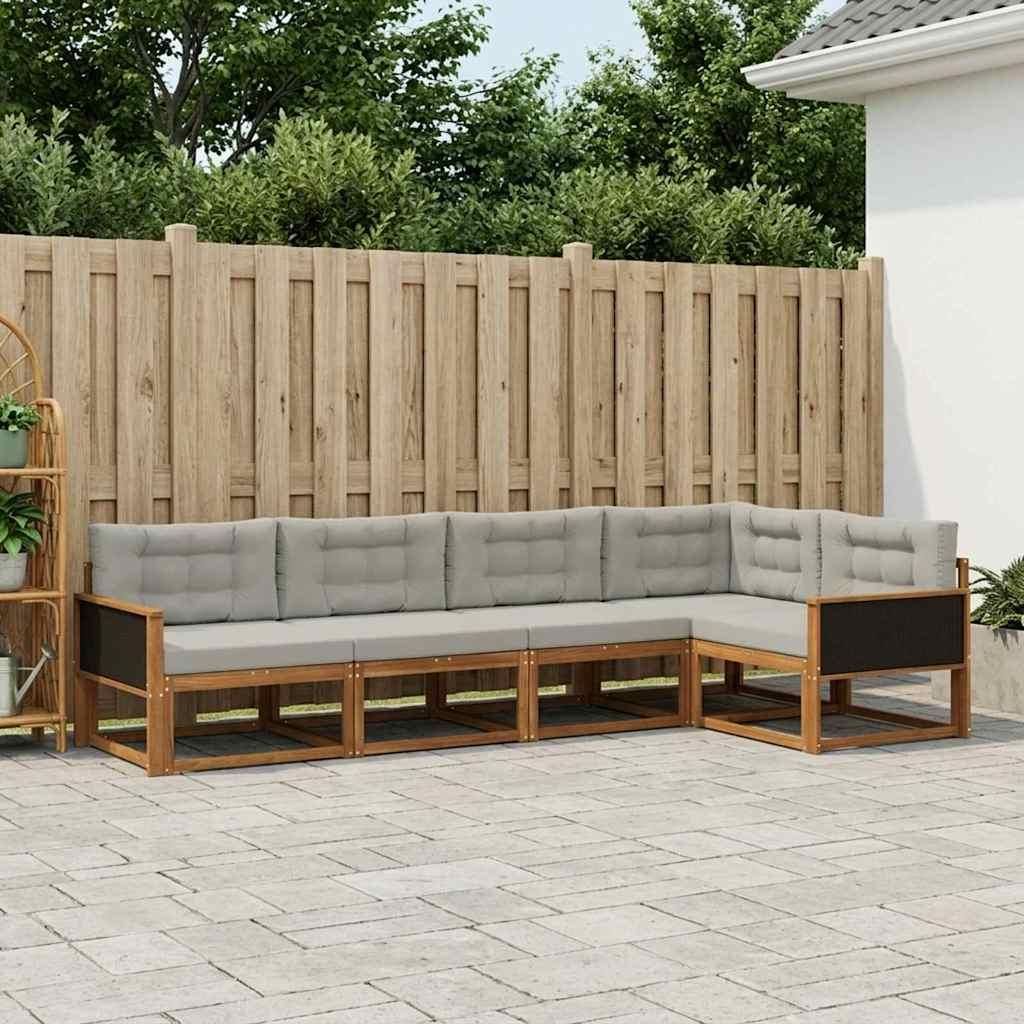 Möbel Outdoor-Sofagarnitur mit Kissen 5 pcs Natur und HellgrauGartensofas - Gartensofas c869