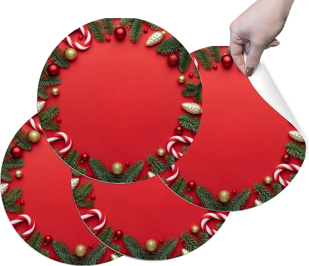 Set 4 Tovagliette HUBDECO Natale 36cm - Vinile Premium Antimacchia