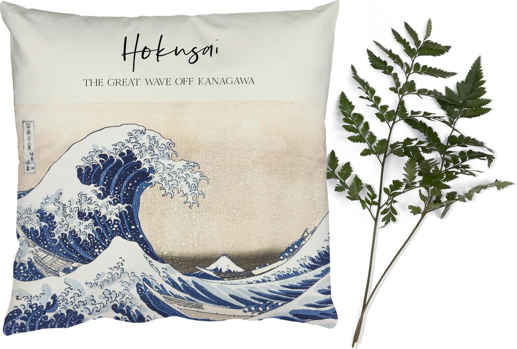 MuchoWow Zierkissen Sofakissen Wohnzimmer Dekokissen 45x45 cm Die große Welle von Kanagawa - Katsushika Hokusai - Japanische Kunst - Schlafpolst...
