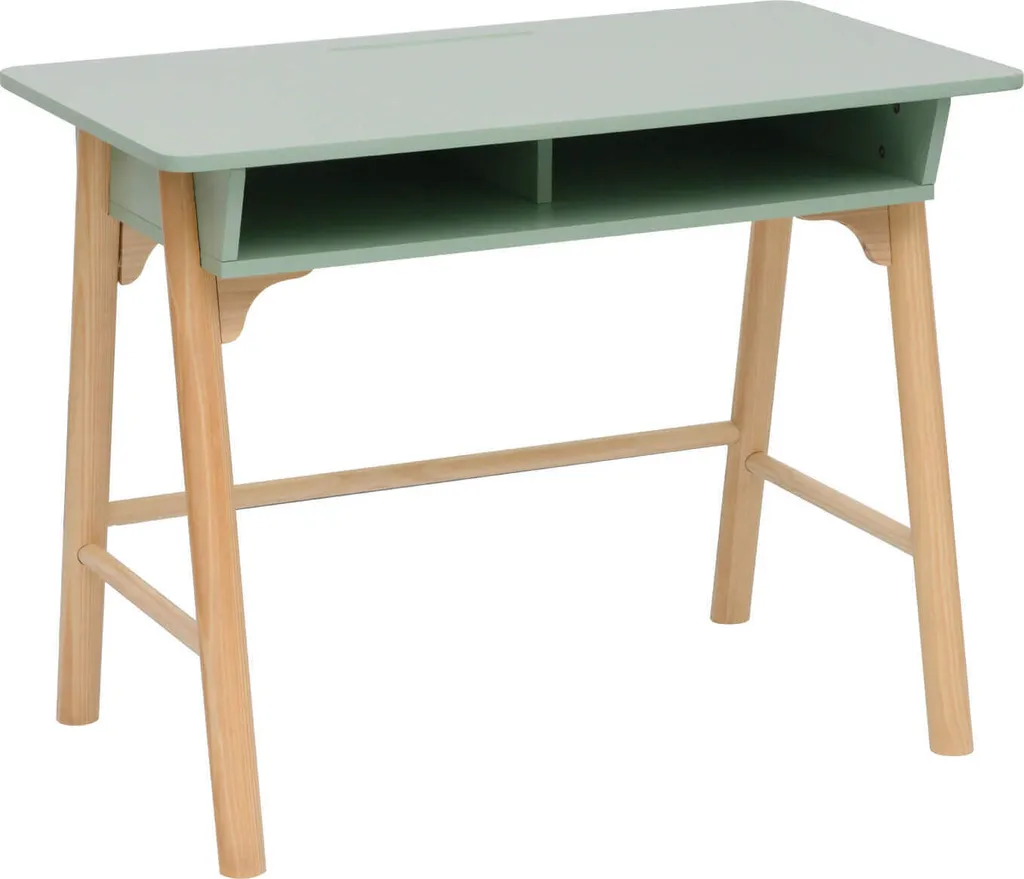 Rebecca Mobili Bureau Enfants Luan 70x90x50 cm MDF Pin Vert Aqua Brun