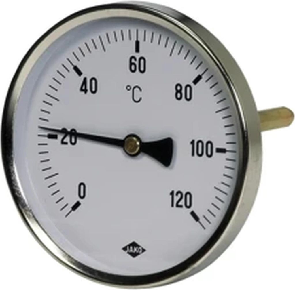JAKO Zeiger-Thermometer Fig.2611(20) 80mm Durchmesser 250 Schaft hinten 0-120 Gr., 1 Stk.