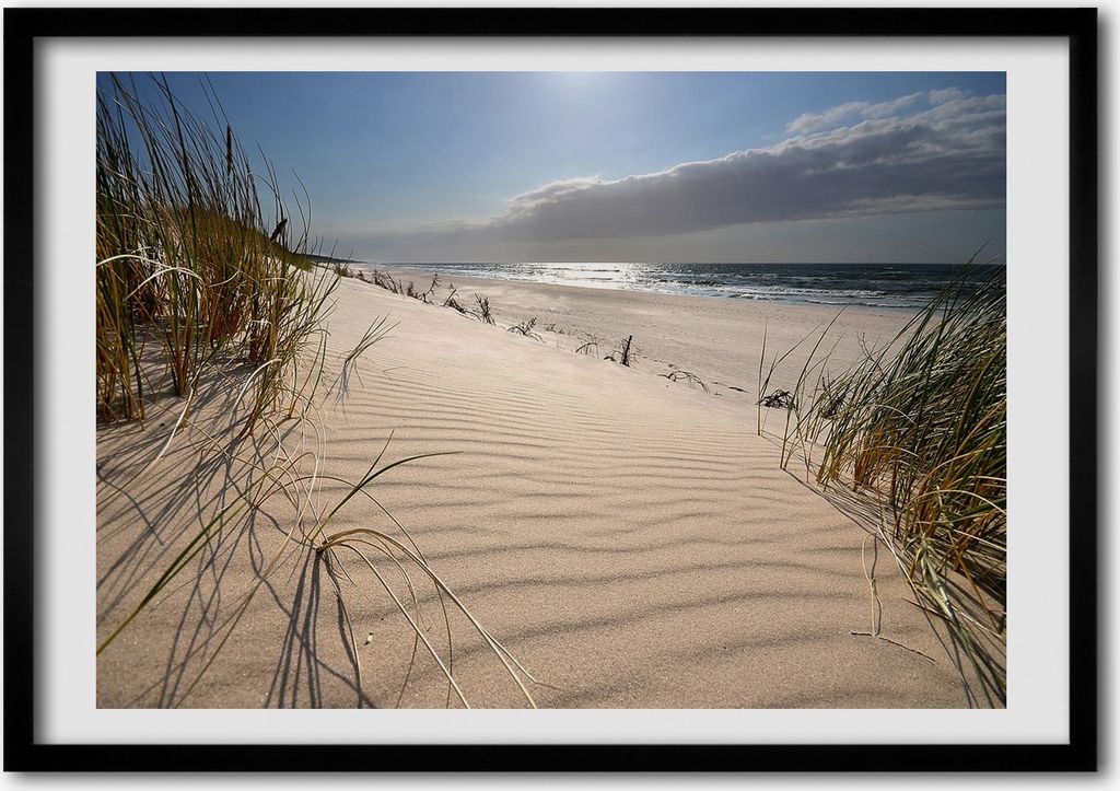 Bild - Bilderrahmen - 100 cm x 70 cm - MDF - Rahmen - Foto - Wandkunst Mrzeżyno Strand