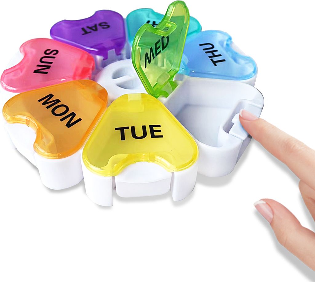 Pillendose 7 Tage,Tablettendose 7 Tage mit Großen Fächern, Pillendose Groß für Unterwegs