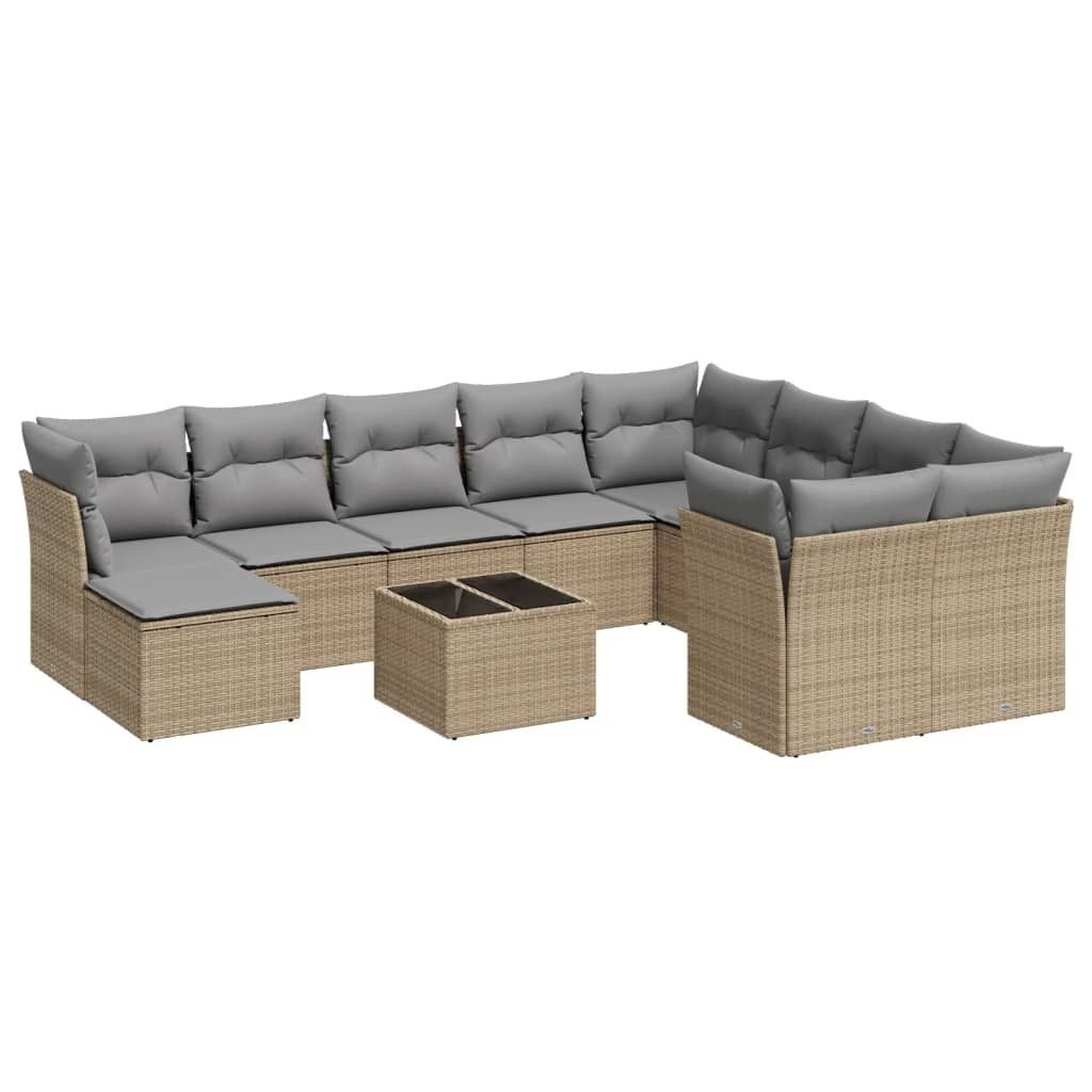 "2026 MODERNE" 11-tlg. Garten-Lounge-Set - elegantes Design - Sitzgruppe/Gartengarnitur - mit Kissen Beige Poly Rattan - Terassenmöbel NeuMöbel98...