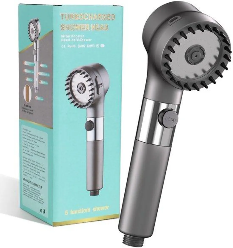 Pommeau de douche anticalcaire avec filtre pour peau sensible et 3 jets