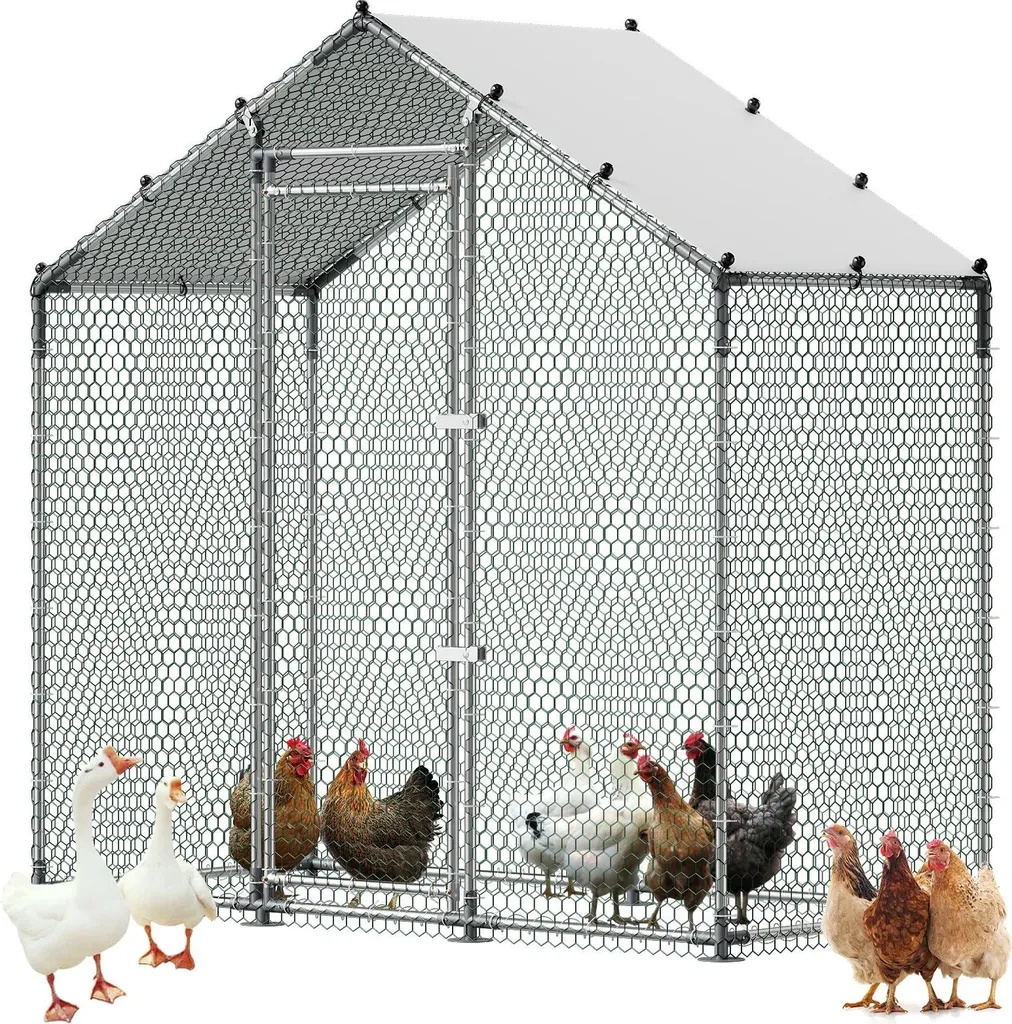 Enclos pour poules 2x1x2m avec cadre stable et couverture imperméable