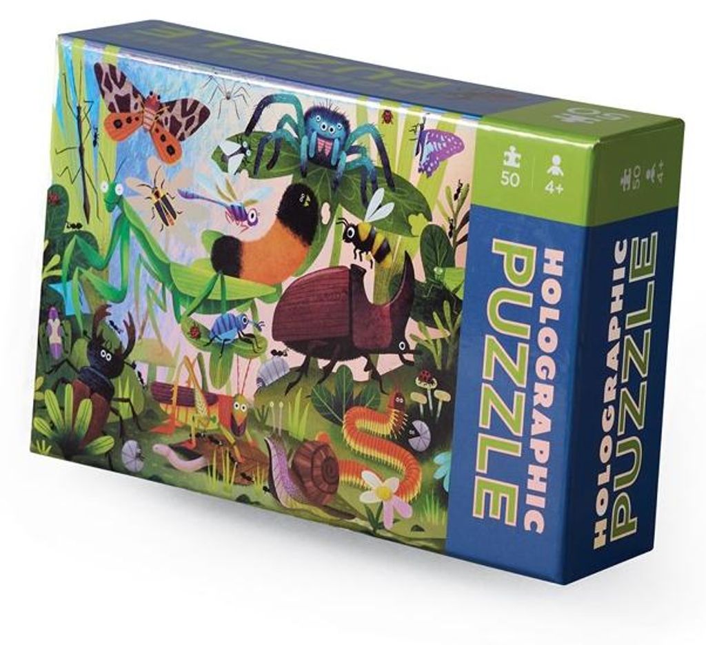 Crocodile Creek Holographisches Puzzle - 50 Teile - Garteninsekten - Lernspielzeug