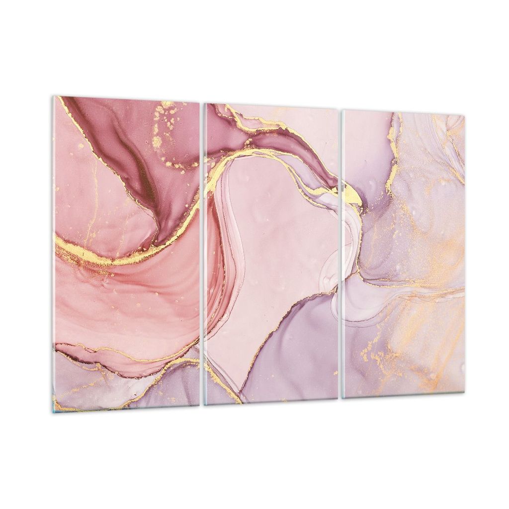 Bilder auf glas - 3 Teile - Abstraktion Marmor Rosa - 165x110cm - Glasbilder - Wandbilder - Bilder - zum Aufhängen bereit - Wanddekoration aus Gla...