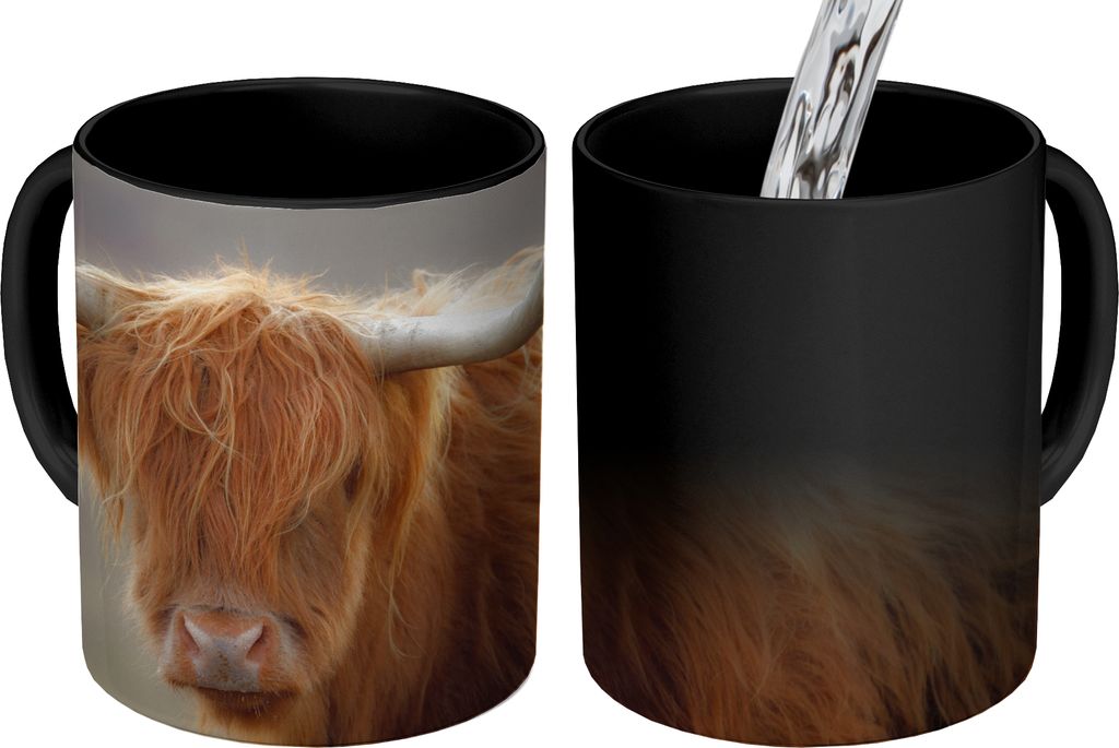 MuchoWow Zauber Tasse Zaubertasse Magic Schottischer Highlander - Hörner - Haare 350 ml Farbwechsel Becher Geschenk Geschenkidee - Magic-Tasse -...