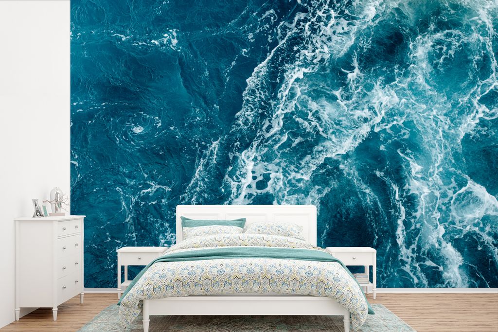 MuchoWow Fototapete für Wohnzimmer oder Schlafzimmer Wandtapete Vinyl Motivtapete Meer - Wasser - Golf - 450x300 cm - Gemusterte