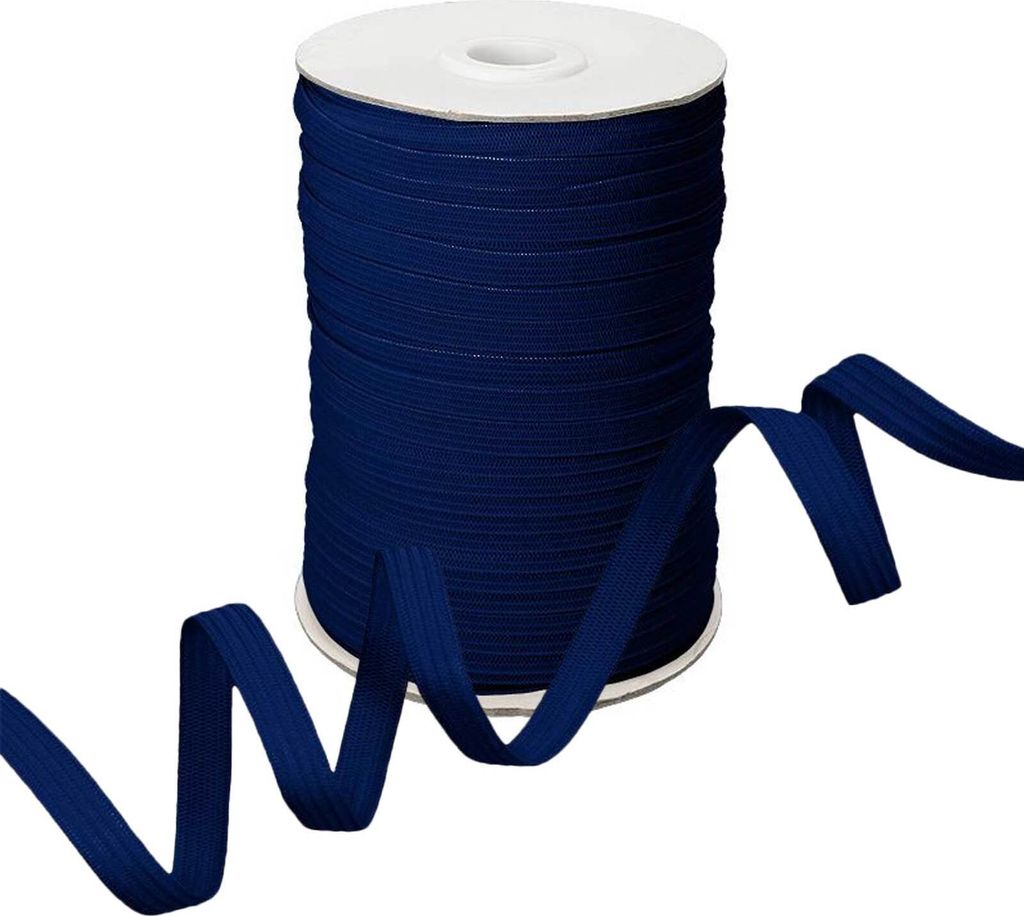 100m Gummiband Gummilitze 7mm flach gestrickt Stretch Elastisch in 19 Farben, Gurtband:220 königsblau