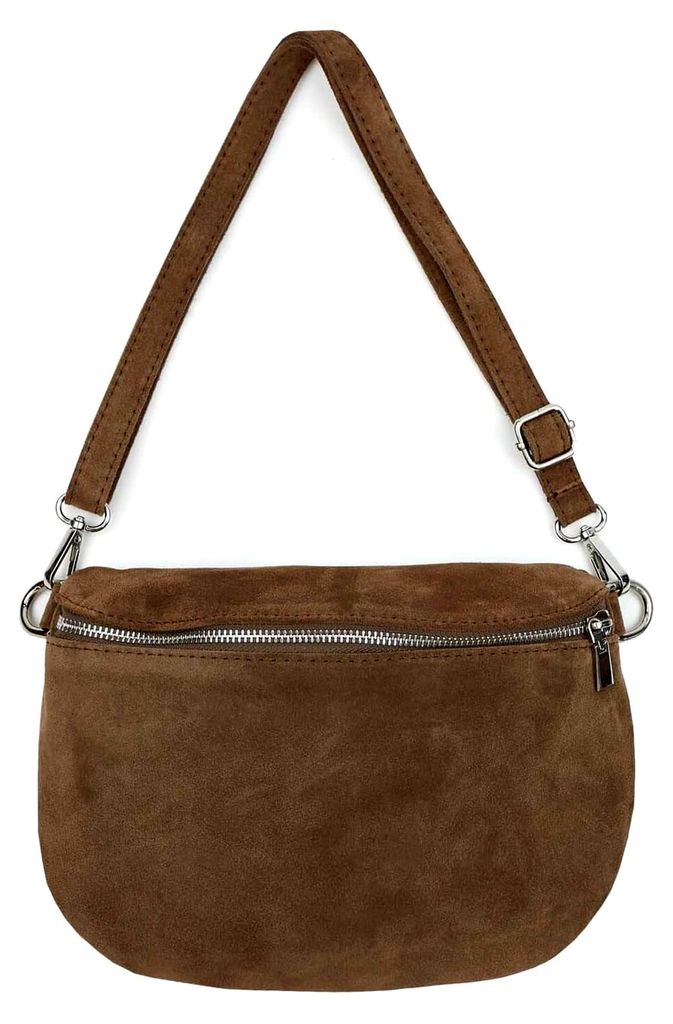 Damen Leder Tasche aus Italien - Brusttasche, Gürteltasche, Crossbody, Hüfttasche, Bauchtasche, Umhängetasche, Wildleder, Crossover Schultertasc...