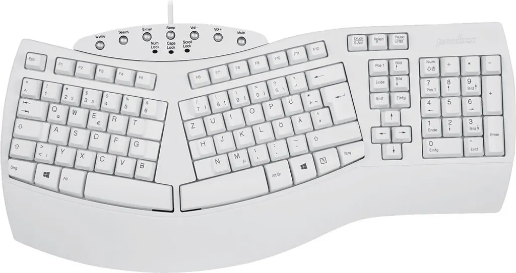 Clavier Ergonomique Perixx PERIBOARD-512 Blanc Anti Douleur Poignet