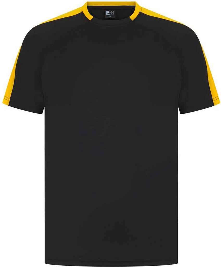 Finden and Hales Uni Team T-Shirt PC4027 (S) (Schwarz/Gold)