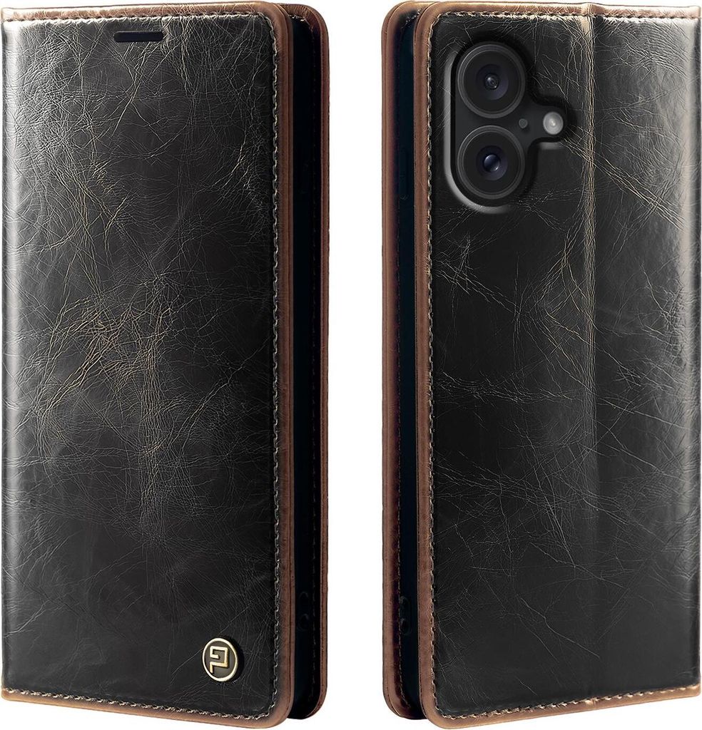 Handyhülle für Apple iPhone 16 Kunstleder Flip Cover Hülle RFID Schutz Case Kartenfach Farbe: Dunkelbraun