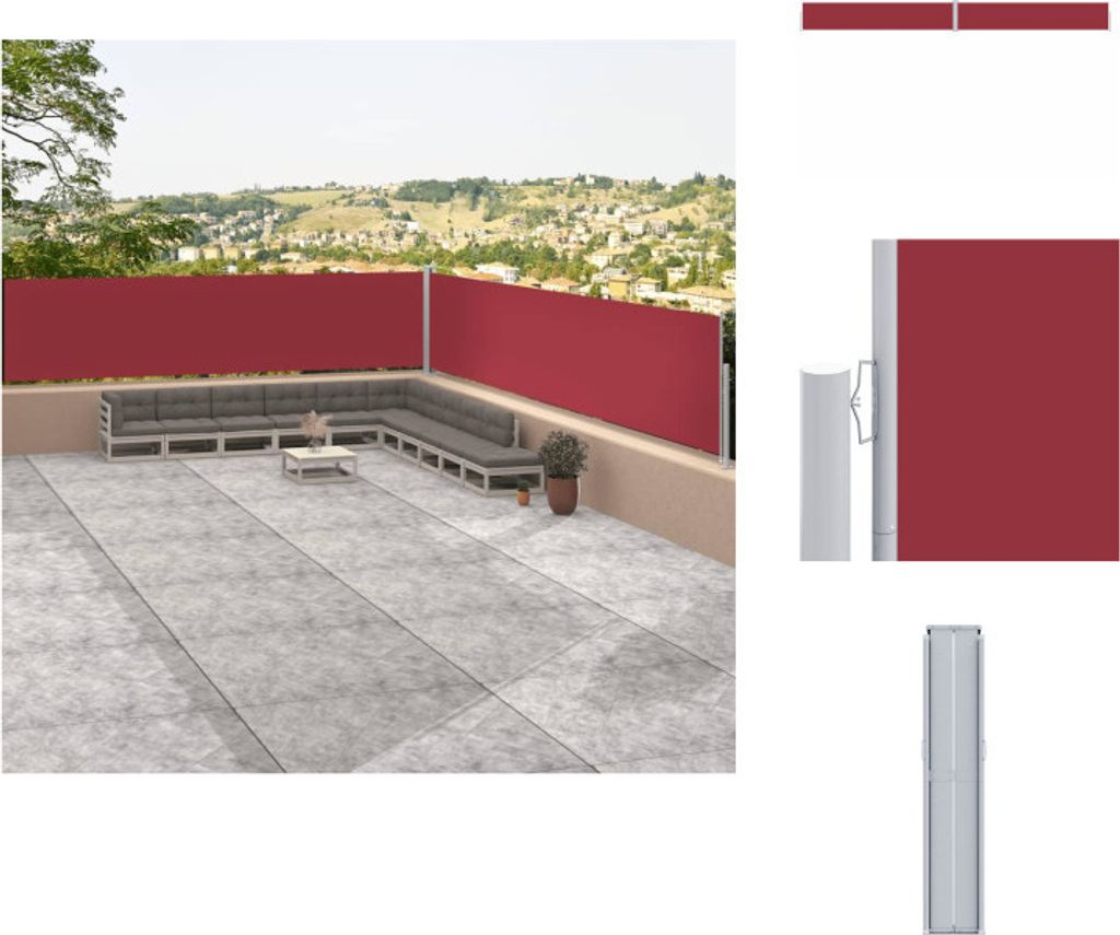 vidaXL Seitenmarkise Ausziehbar Rot 117x1200 cm - Sonnenschirme & Sonnenschutze