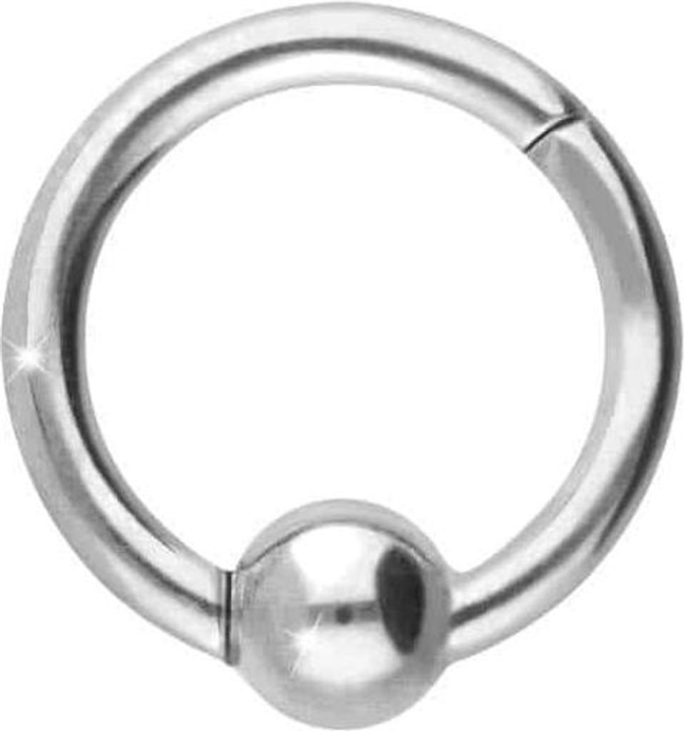 Ohrpiercing, Nasenpiercing, Septum Piercing Titan Segmentring Clicker KUGEL WeißGold Innendurchmesser: 6 mm