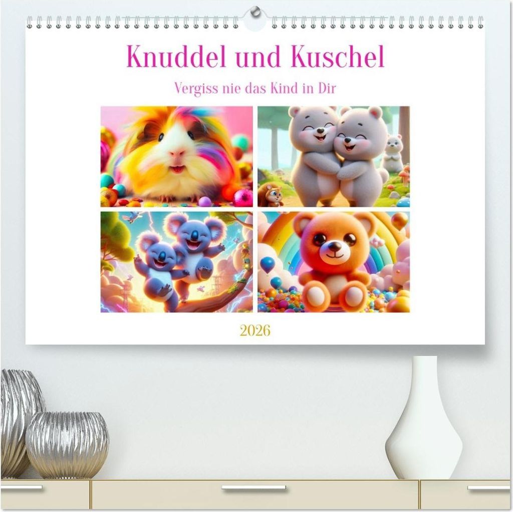 Knuddel und Kuschel (hochwertiger Premium Wandkalender 2026 DIN A2 quer), Kunstdruck in Hochglanz
