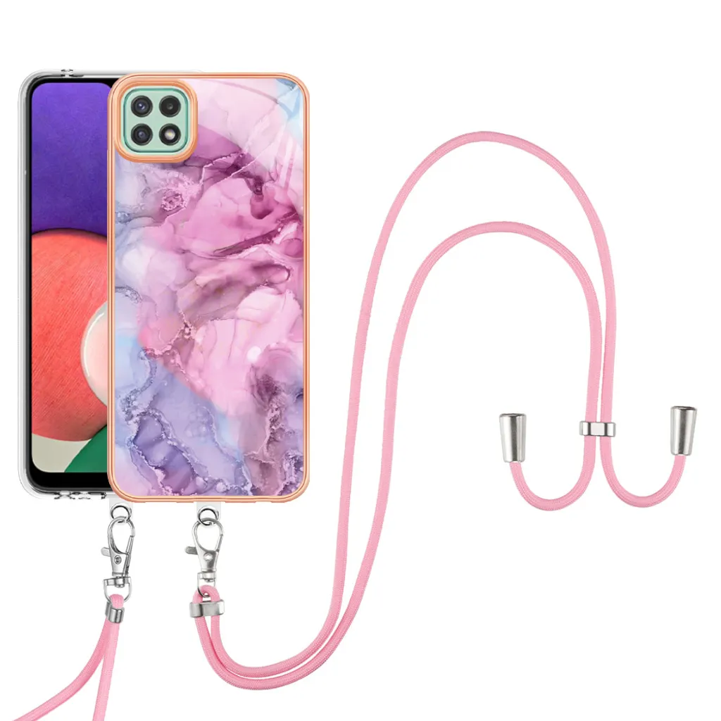 Cover Samsung A22 5G per Mamme - Rosa con Cordino e Anti-Urto