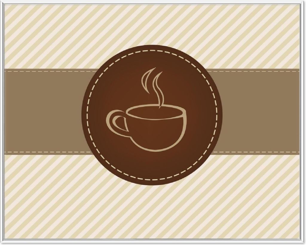 Wallario Wandbild Kaffee-Menü - Logo Symbol für Kaffee, Größe: 40,30 x 50,30 cm, Poster mit weißem Aluminiumrahmen