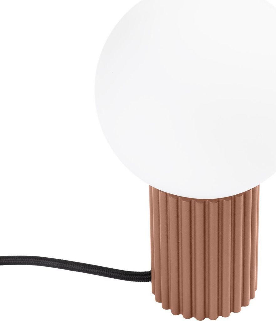 Tischlampe Aluminium Glas rund Ø 12 cm 19 cm IP20 Mokka Weiß G9 Kugel Schirm Modern Tischleuchte