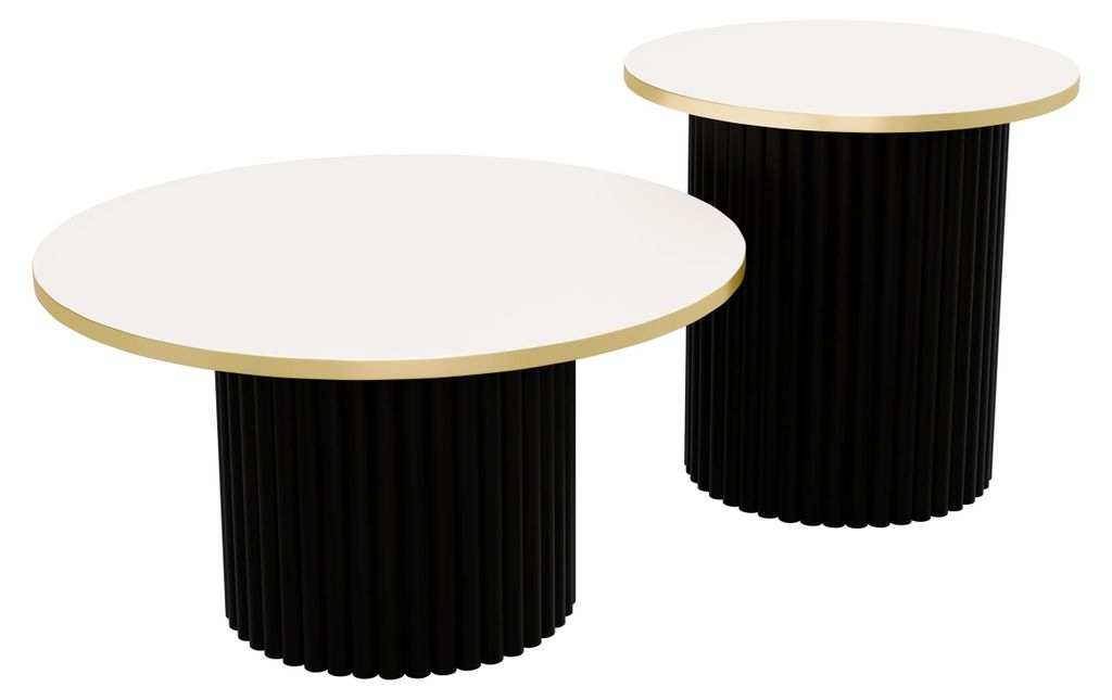 Couchtisch LOMELO 2in1 Schwarz/Weiß/Gold