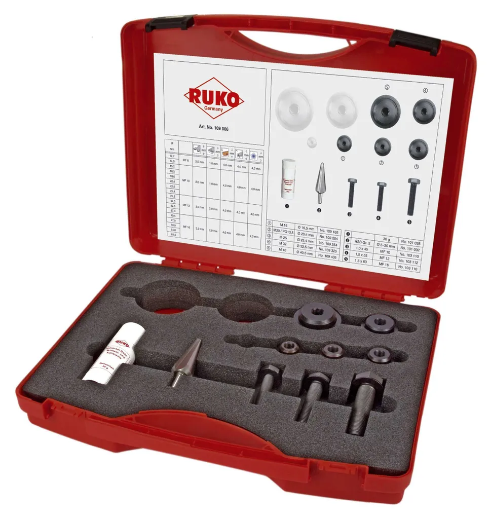 Ruko 109006 Set de 5 perforateurs de vis emporte-pièces de précision