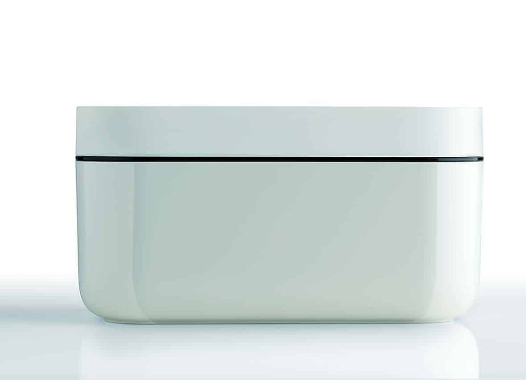 A white ice box with a black line detail, shown against a white background.