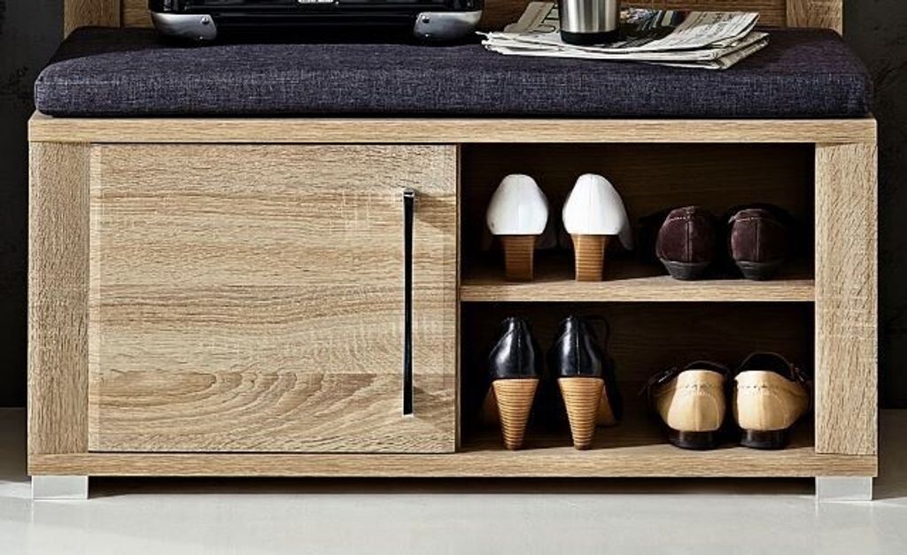 Garderobe GO Bank Eiche Sonoma grau