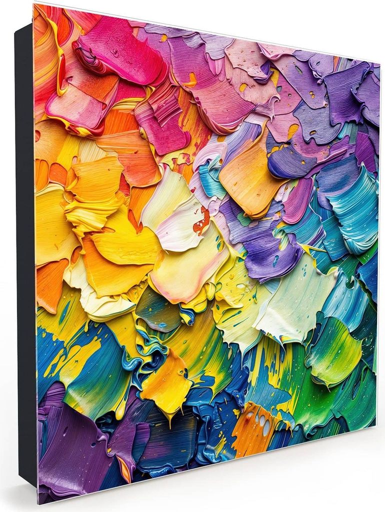 Nachbildung-Schlüsselkasten, Magnetpinnwand und Memoboard mit Glasfront Motiv Farbenfrohe Pinselstriche