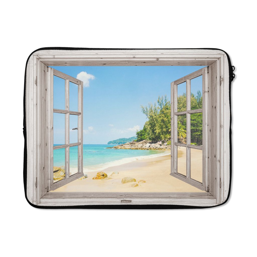 MuchoWow Laptop Hülle 17 Zoll Laptoptasche Aussicht - Strand - Sand - Zipper - Schutzabdeckung