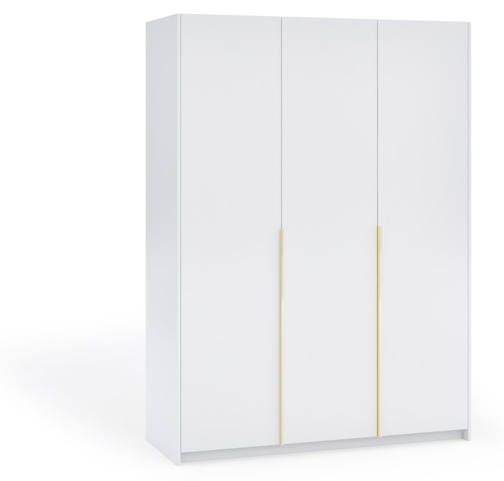 Margaret Hadas24 Kleiderschrank APOLLONIA ohne Spiegel, Drehtürenschrank, moderner, Schrank, viel Stauraum150 x 204cm (weiß, goldene Griffe)