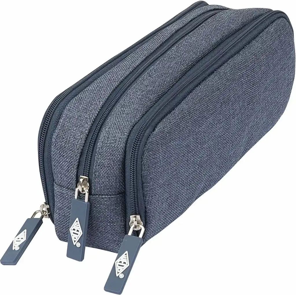 Schlamper Mäppchen Denim jeansblau 23x7,5x8cm 3 Reißverschlussfächer