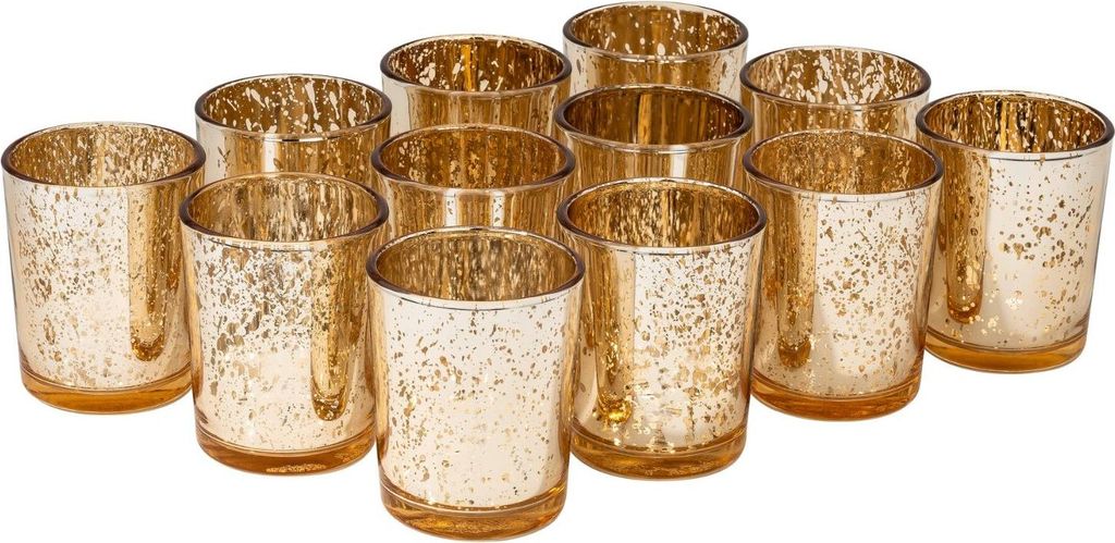 12er Set Teelichthalter Weihnachten Glas Windlicht Produktbild 