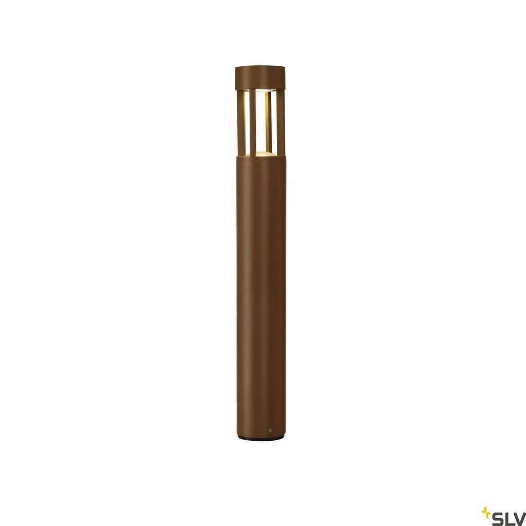 Borne LED Slots 65 étanche IP44 finition rouille Ø9 cm 3000K chaleureux