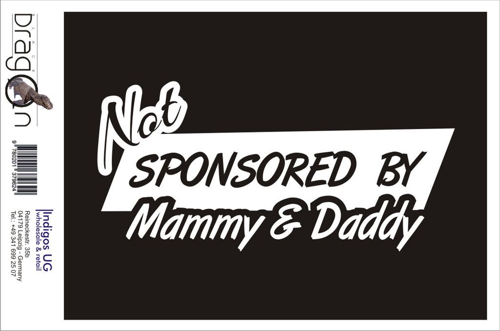 Aufkleber / Autoaufkleber - JDM / Die cut / Auto / OEM - Not sponsored by mammy & daddy - 210x100mm schwarz - Heckscheibe / Heckscheibenaufkleber
