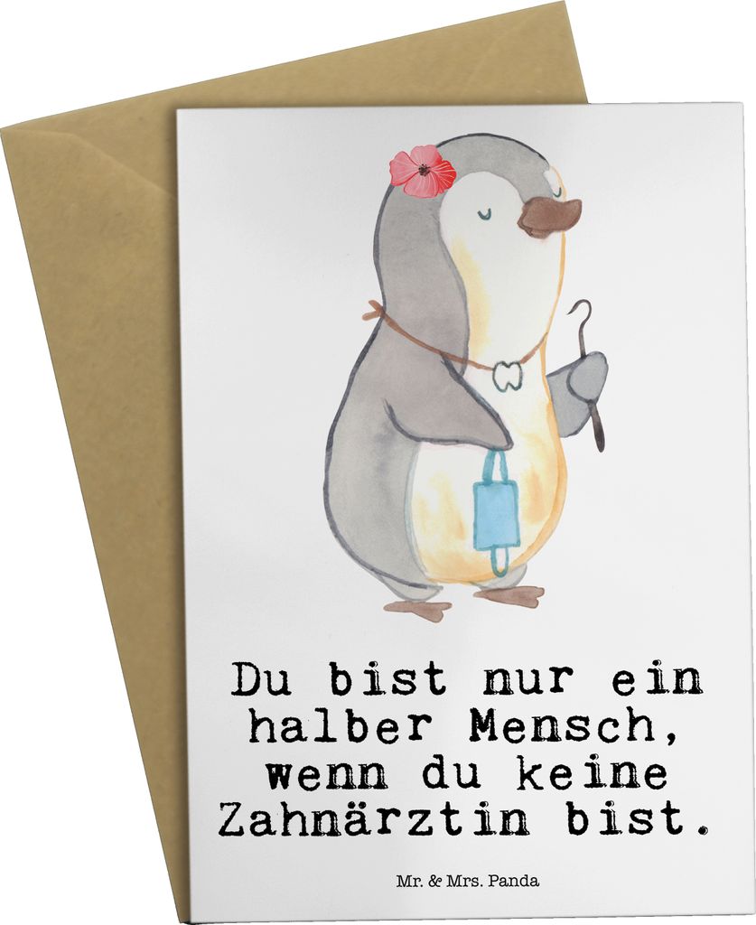 Mr. & Mrs. Panda Glückwunschkarte Zahnärztin Herz - Weiß - Geschenk, weihnachtskarten, Grußkarten, einladungskarten, babykarte, dankeskarten