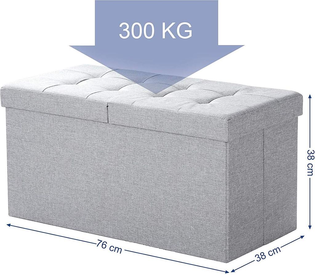 SONGMICS Sitztruhe 76x38x38cm Halbdeckel 80L aus Leinen Produktbild 6