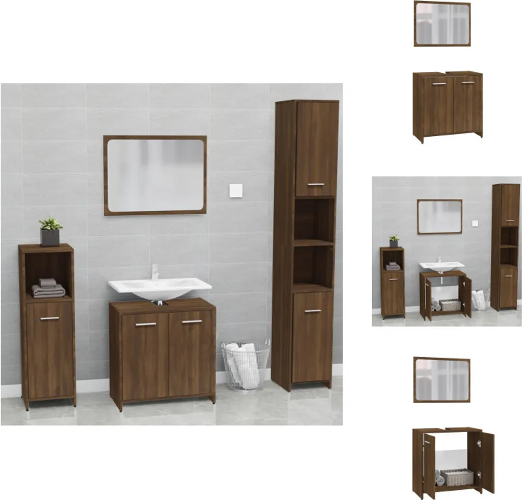 Set Bagno vidaXL Rovere Marrone: Praticità e Stile per la tua Casa - 1