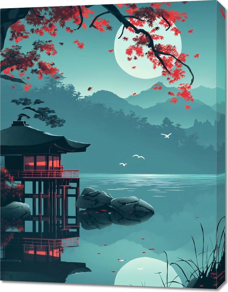 Bild 70x90cm Japanischer Pavillon