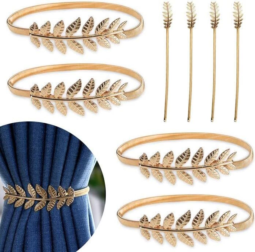 Stück Vorhang-Raffhalter, 40 cm, flexible Raffhalter aus Metallseil, ohne Bohren, Vorhang-Raffhalter, Vorhangseil, Goldfolien-Vorhangstreifen für...