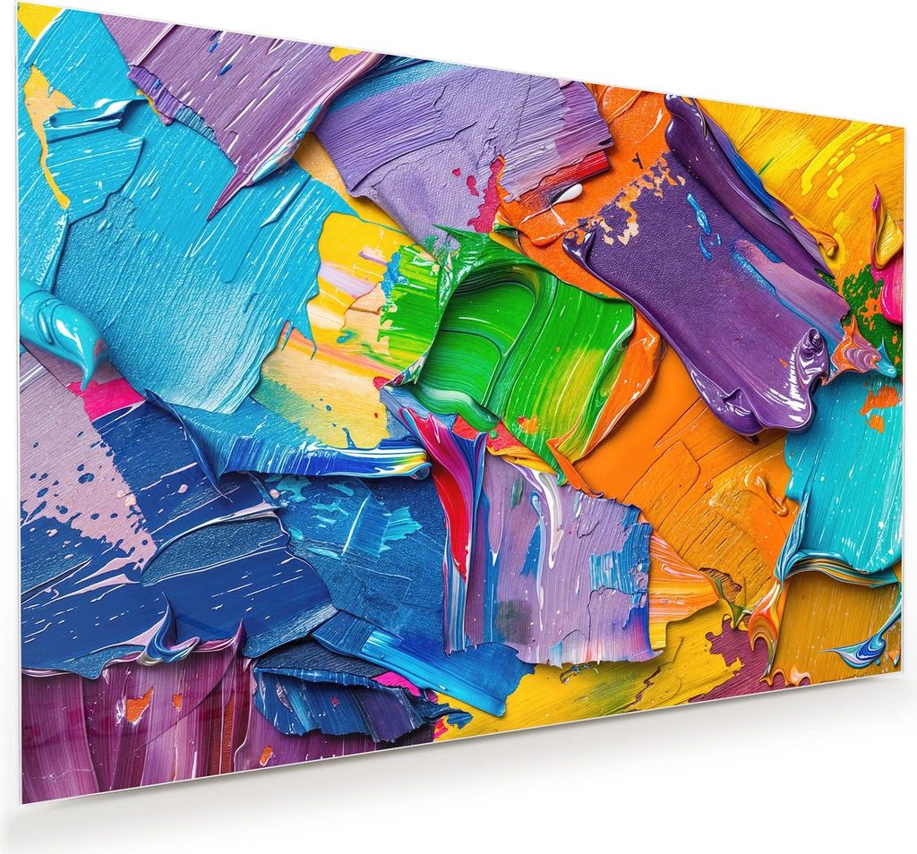 Glasbild 75x50cm in XXL für Wohnzimmer, Schlafzimmer Motiv Farbsymphonie