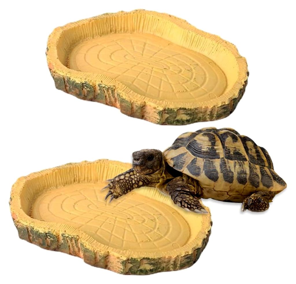 2 Stück Wasserschale für Terrarien, Zubehör für Schildkröten und Reptilien, Trink- und Futterschale, Wassernapf, Zubehör für Schlangen, Schi...